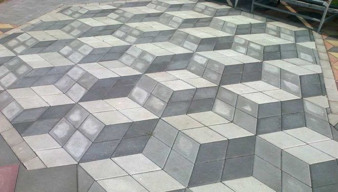 Укладка тротуарной плитки геометрия